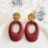 boucles d'oreilles pendantes ovales bordeaux