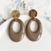 boucles d'oreilles pendantes ovales marrons